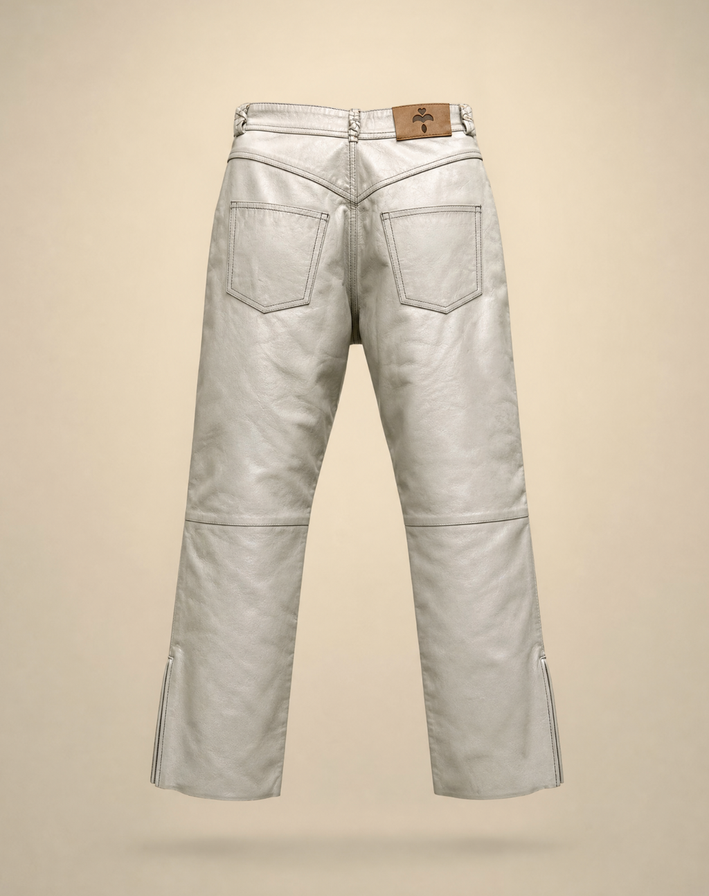 Pantalón Cuero Flare Hueso