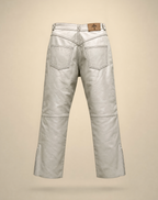 Pantalón Cuero Flare Hueso