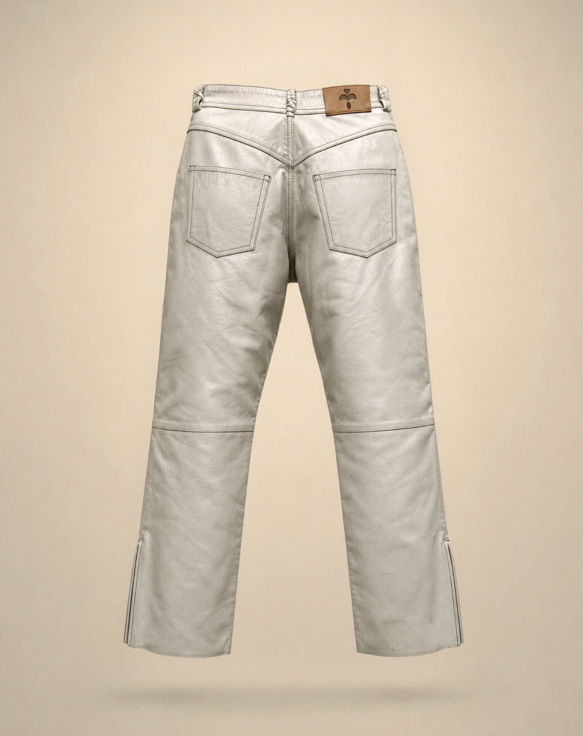 Pantalón Cuero Flare Hueso