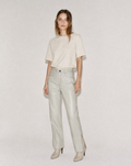 Pantalón Cuero Flare Hueso