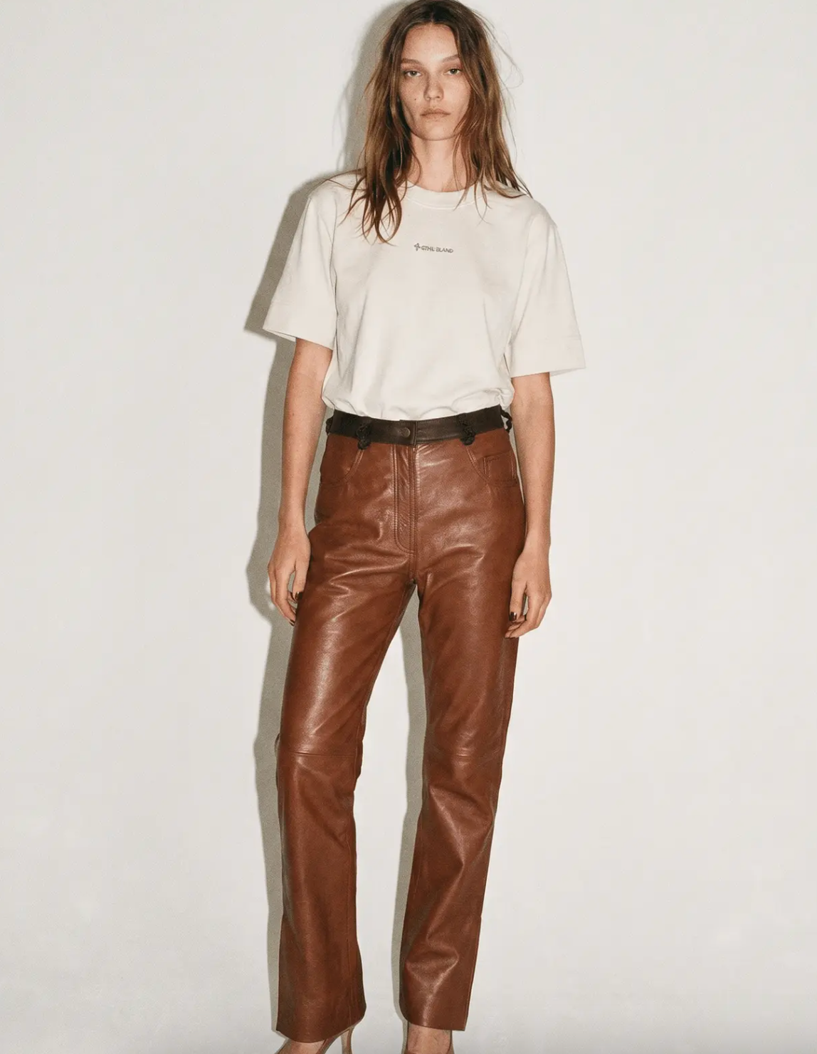 Pantalón Cuero Flare Cognac