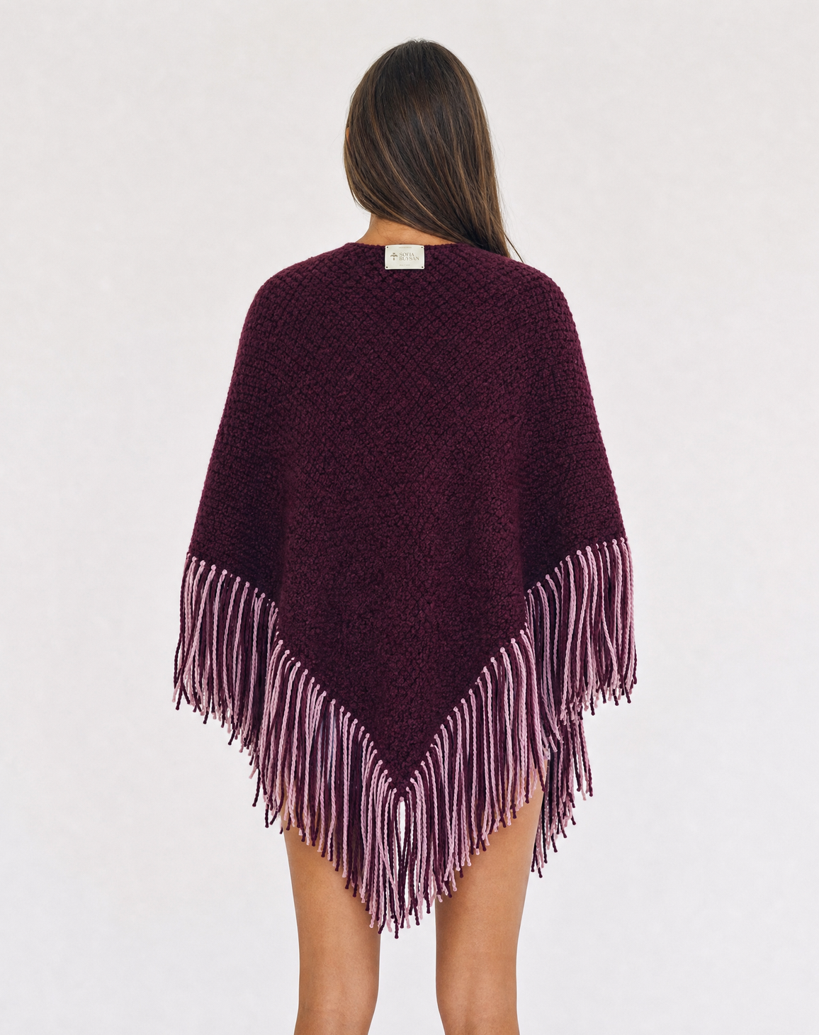 Ruana Lana Merino Burgundy Duo