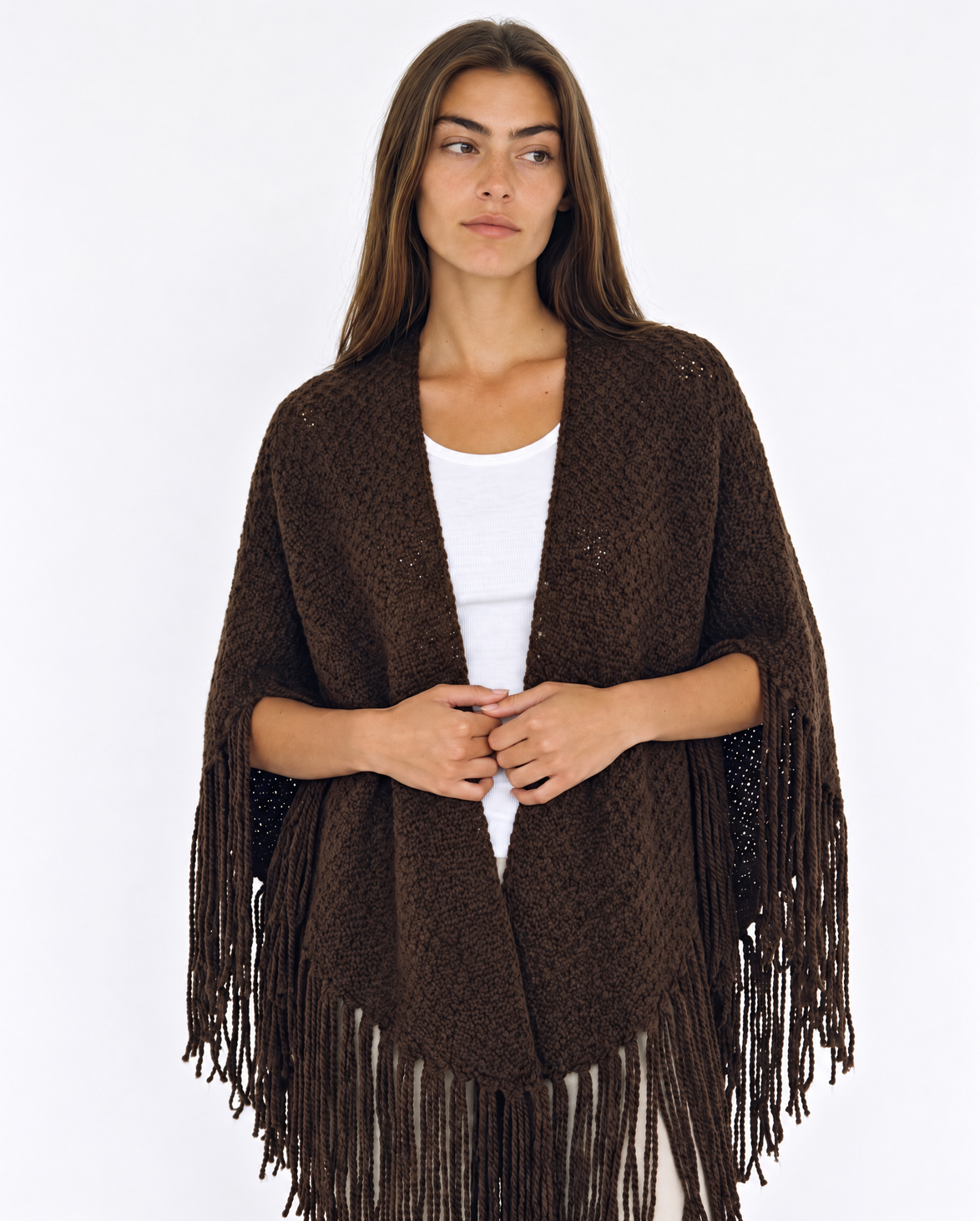 Ruana Lana Merino Chocolate